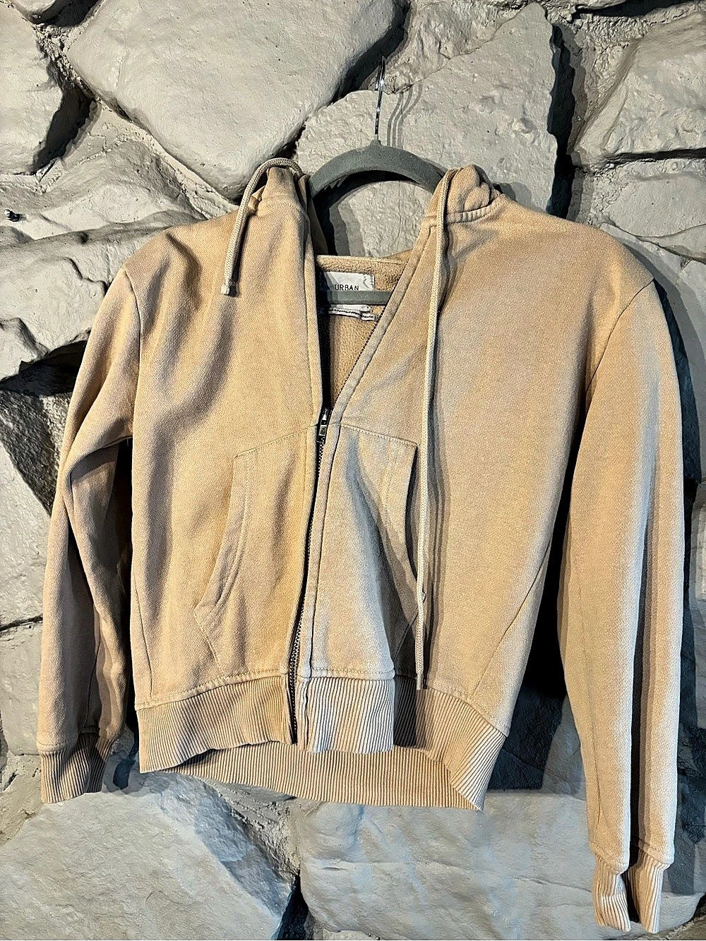 Urban Outfitters Fleece Bomber Jacket in Tan Size Small